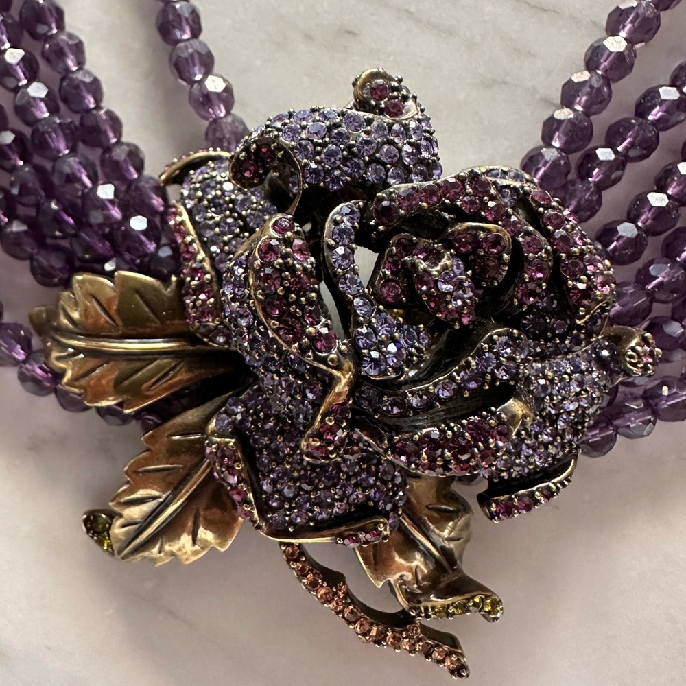 Heidi Daus Elegant Purple Rose Necklace